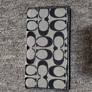 COACH Signature Black Gray Canvas Check Book Cover